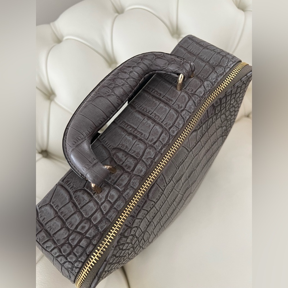 Gray Crocodile-Embossed Backpack - Picture 5 of 13
